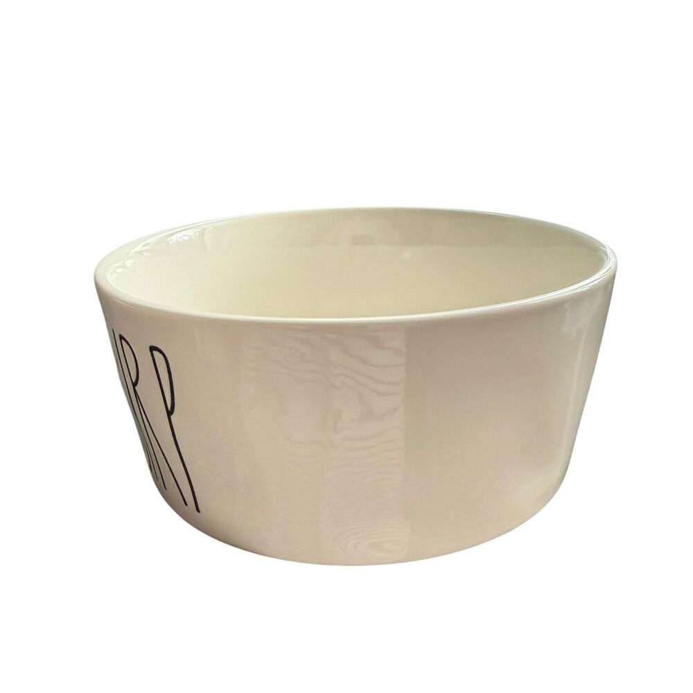 Rae Dunn "SLURP" Dog Bowl XL 8" LL White Ceramic Magenta Artisan Collection - Picture 9 of 10